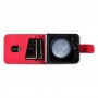 עבור Samsung Galaxy Z Flip5 כיסוי ארנק / ספר עשוי מעור בצבע אדום עם חריצים לכרטיסי אשראי