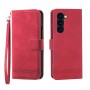 עבור Samsung Galaxy Z Fold5 כיסוי ארנק / ספר עשוי מעור בצבע אדום עם חריצים לכרטיסי אשראי