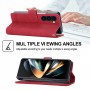 עבור Samsung Galaxy Z Fold5 כיסוי ארנק / ספר עשוי מעור בצבע אדום עם חריצים לכרטיסי אשראי