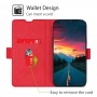 עבור TCL 405 כיסוי ארנק / ספר עשוי מעור בצבע אדום עם חריצים לכרטיסי אשראי