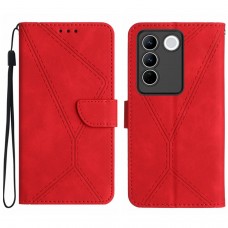 עבור Vivo V27 Pro כיסוי ארנק / ספר עשוי מעור בצבע אדום עם חריצים לכרטיסי אשראי