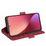 עבור Xiaomi 12 כיסוי ארנק / ספר עשוי מעור בצבע אדום עם חריצים לכרטיסי אשראי