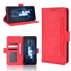 עבור Xiaomi Black Shark 5 כיסוי ארנק / ספר עשוי מעור בצבע אדום עם חריצים לכרטיסי אשראי