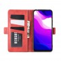 עבור Xiaomi Mi 10 Lite 5G כיסוי ארנק / ספר עשוי מעור בצבע אדום עם חריצים לכרטיסי אשראי