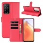 עבור Xiaomi Mi 10T 5G כיסוי ארנק / ספר עשוי מעור בצבע אדום עם חריצים לכרטיסי אשראי
