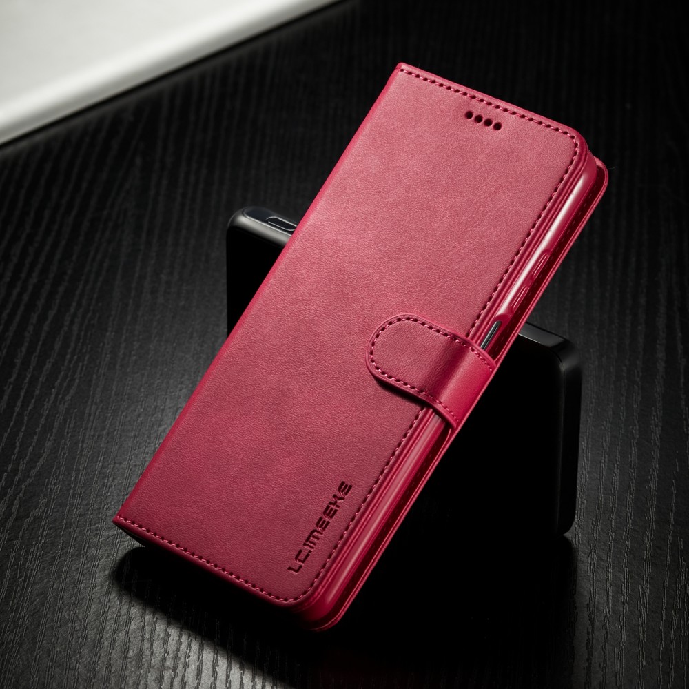 עבור Xiaomi Mi 10T Lite 5G כיסוי ארנק / ספר עשוי מעור בצבע אדום עם חריצים לכרטיסי אשראי