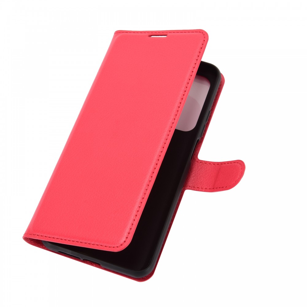 עבור Xiaomi Mi 10T Pro 5G כיסוי ארנק / ספר עשוי מעור בצבע אדום עם חריצים לכרטיסי אשראי