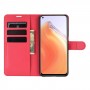 עבור Xiaomi Mi 10T Pro 5G כיסוי ארנק / ספר עשוי מעור בצבע אדום עם חריצים לכרטיסי אשראי