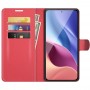 עבור Xiaomi Mi 11i כיסוי ארנק / ספר עשוי מעור בצבע אדום עם חריצים לכרטיסי אשראי