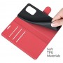 עבור Xiaomi Mi 11i כיסוי ארנק / ספר עשוי מעור בצבע אדום עם חריצים לכרטיסי אשראי