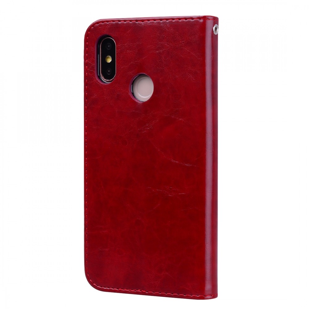 עבור Xiaomi Mi 8 כיסוי ארנק / ספר עשוי מעור בצבע אדום עם חריצים לכרטיסי אשראי