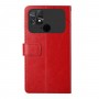 עבור Xiaomi Poco C40 כיסוי ארנק / ספר עשוי מעור בצבע אדום עם חריצים לכרטיסי אשראי