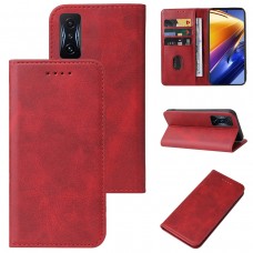 עבור Xiaomi Poco F4 GT כיסוי ארנק / ספר עשוי מעור בצבע אדום עם חריצים לכרטיסי אשראי