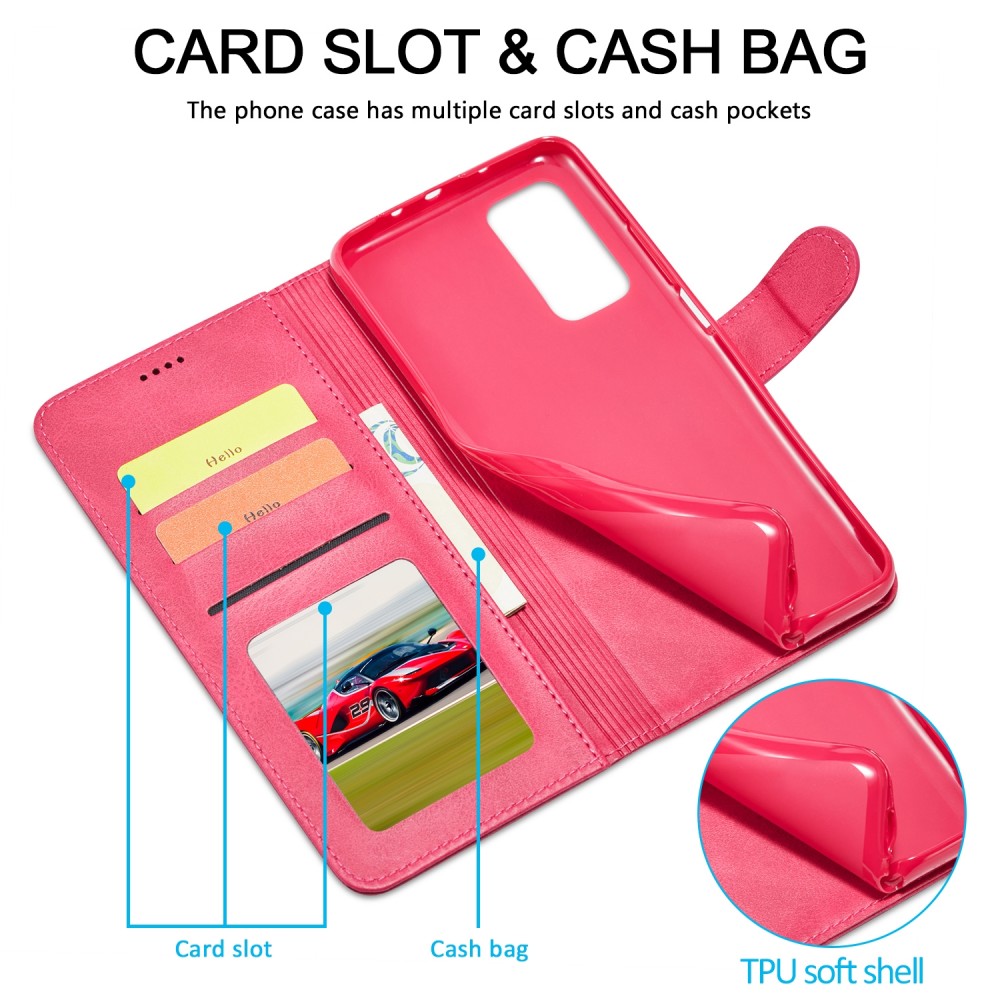 עבור Xiaomi Poco M3 Pro כיסוי ארנק / ספר עשוי מעור בצבע אדום עם חריצים לכרטיסי אשראי