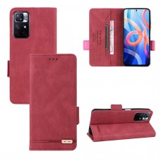 עבור Xiaomi Poco M4 Pro 5G כיסוי ארנק / ספר עשוי מעור בצבע אדום עם חריצים לכרטיסי אשראי