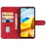 עבור Xiaomi Poco M5 כיסוי ארנק / ספר עשוי מעור בצבע אדום עם חריצים לכרטיסי אשראי