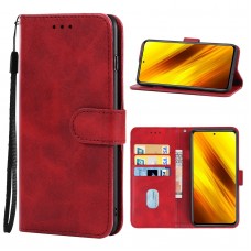 עבור Xiaomi Poco X3 כיסוי ארנק / ספר עשוי מעור בצבע אדום עם חריצים לכרטיסי אשראי