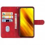 עבור Xiaomi Poco X3 NFC כיסוי ארנק / ספר עשוי מעור בצבע אדום עם חריצים לכרטיסי אשראי