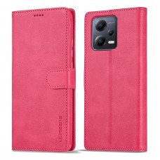 עבור Xiaomi Poco X5 כיסוי ארנק / ספר עשוי מעור בצבע אדום עם חריצים לכרטיסי אשראי