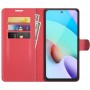 עבור Xiaomi Redmi 10 כיסוי ארנק / ספר עשוי מעור בצבע אדום עם חריצים לכרטיסי אשראי