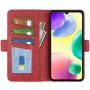 עבור Xiaomi Redmi 10A כיסוי ארנק / ספר עשוי מעור בצבע אדום עם חריצים לכרטיסי אשראי