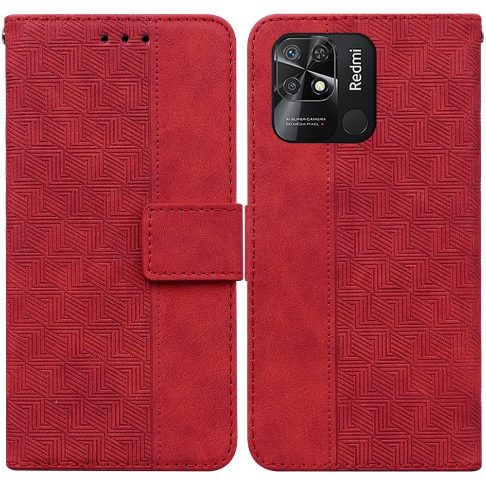 עבור Xiaomi Redmi 10C כיסוי ארנק / ספר עשוי מעור בצבע אדום עם חריצים לכרטיסי אשראי