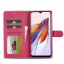 עבור Xiaomi Redmi 12C כיסוי ארנק / ספר עשוי מעור בצבע אדום עם חריצים לכרטיסי אשראי