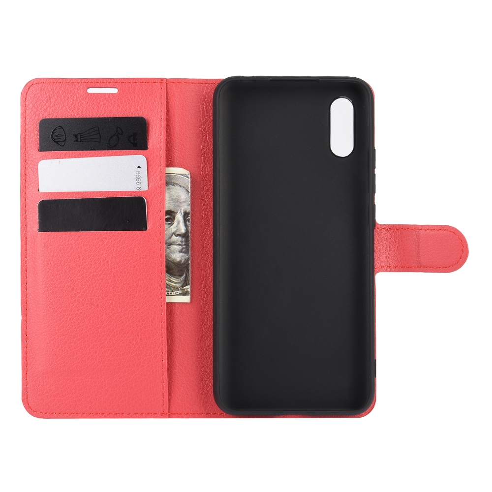 עבור Xiaomi Redmi 9A כיסוי ארנק / ספר עשוי מעור בצבע אדום עם חריצים לכרטיסי אשראי