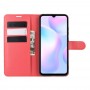 עבור Xiaomi Redmi 9A כיסוי ארנק / ספר עשוי מעור בצבע אדום עם חריצים לכרטיסי אשראי