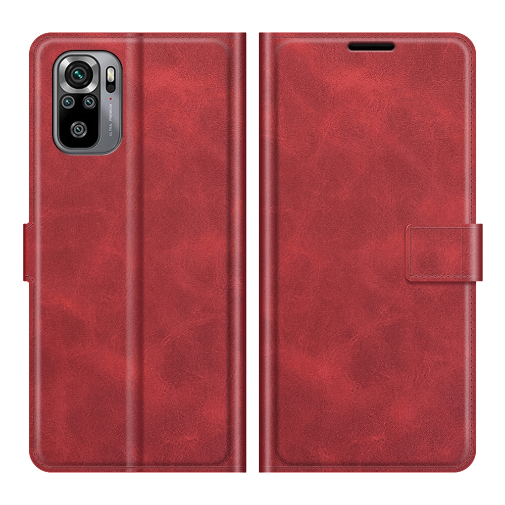 עבור Xiaomi Redmi Note 10 כיסוי ארנק / ספר עשוי מעור בצבע אדום עם חריצים לכרטיסי אשראי