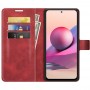 עבור Xiaomi Redmi Note 10S כיסוי ארנק / ספר עשוי מעור בצבע אדום עם חריצים לכרטיסי אשראי