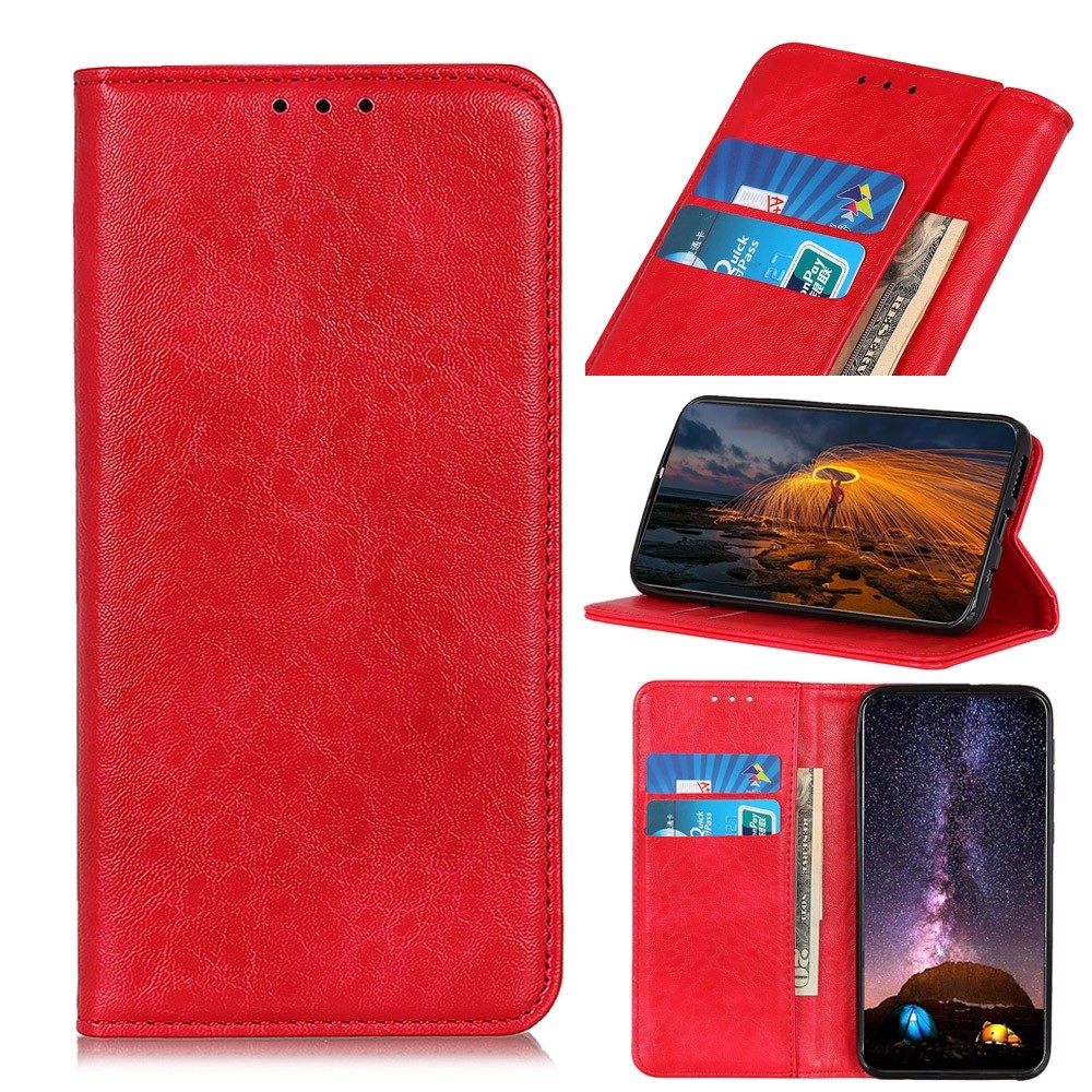 עבור Xiaomi Redmi Note 11 4G כיסוי ארנק / ספר עשוי מעור בצבע אדום עם חריצים לכרטיסי אשראי