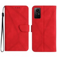 עבור Xiaomi Redmi Note 12S כיסוי ארנק / ספר עשוי מעור בצבע אדום עם חריצים לכרטיסי אשראי