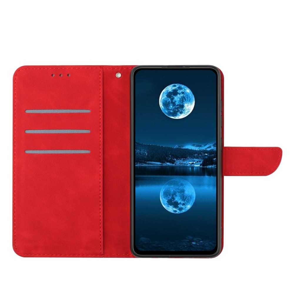 עבור Xiaomi Redmi Note 12S כיסוי ארנק / ספר עשוי מעור בצבע אדום עם חריצים לכרטיסי אשראי
