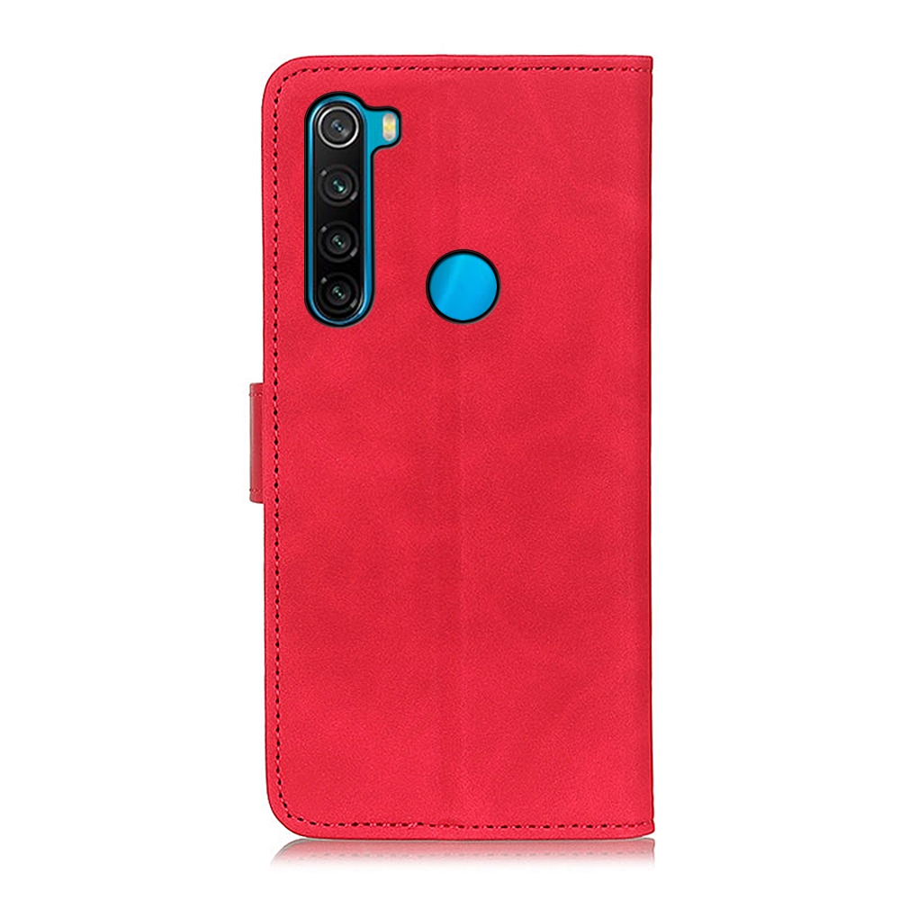 עבור Xiaomi Redmi Note 8 2021 כיסוי ארנק / ספר עשוי מעור בצבע אדום עם חריצים לכרטיסי אשראי