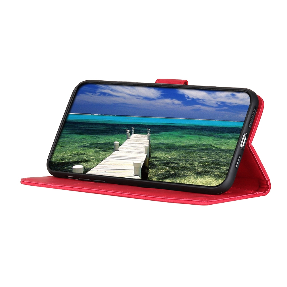 עבור Xiaomi Redmi Note 8 2021 כיסוי ארנק / ספר עשוי מעור בצבע אדום עם חריצים לכרטיסי אשראי