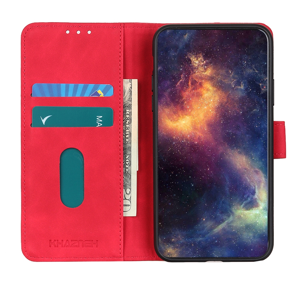 עבור Xiaomi Redmi Note 8 2021 כיסוי ארנק / ספר עשוי מעור בצבע אדום עם חריצים לכרטיסי אשראי