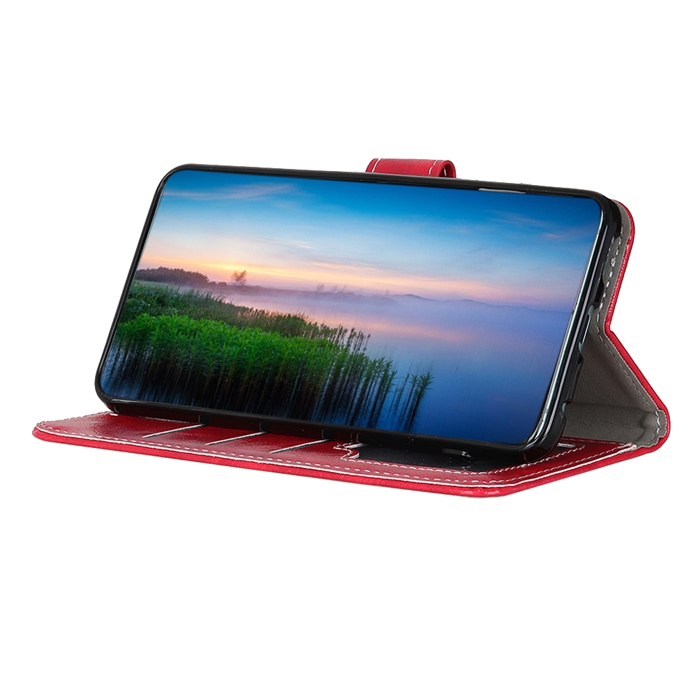 עבור Xiaomi Redmi Note 9 4G כיסוי ארנק / ספר עשוי מעור בצבע אדום עם חריצים לכרטיסי אשראי