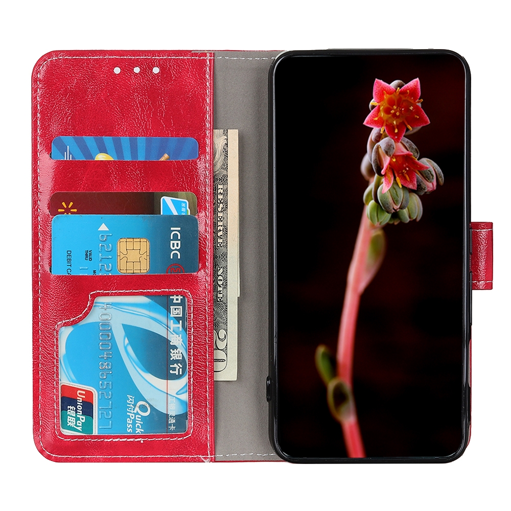 עבור Xiaomi Redmi Note 9 4G כיסוי ארנק / ספר עשוי מעור בצבע אדום עם חריצים לכרטיסי אשראי