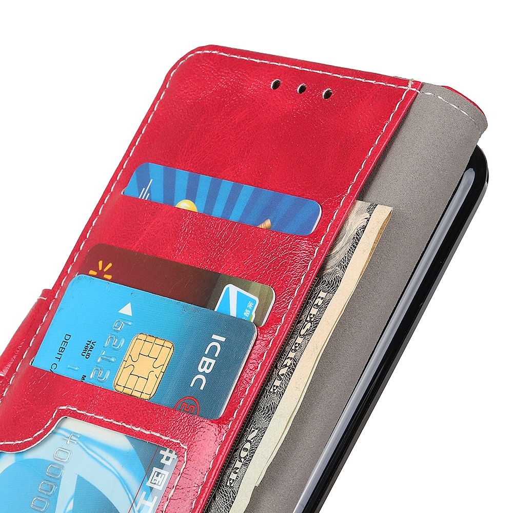 עבור Xiaomi Redmi Note 9 4G כיסוי ארנק / ספר עשוי מעור בצבע אדום עם חריצים לכרטיסי אשראי