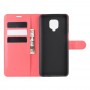 עבור Xiaomi Redmi Note 9 Pro כיסוי ארנק / ספר עשוי מעור בצבע אדום עם חריצים לכרטיסי אשראי