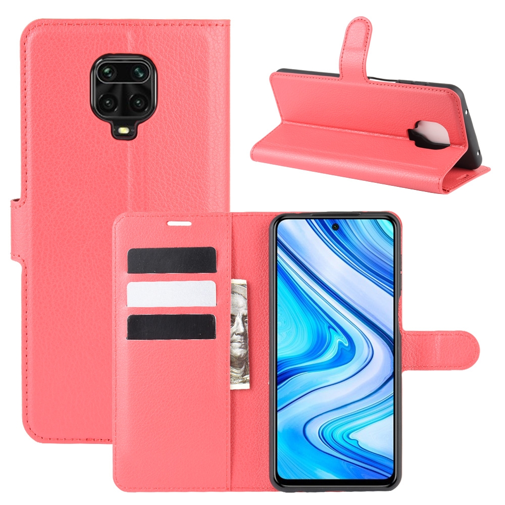 עבור Xiaomi Redmi Note 9 Pro Max כיסוי ארנק / ספר עשוי מעור בצבע אדום עם חריצים לכרטיסי אשראי