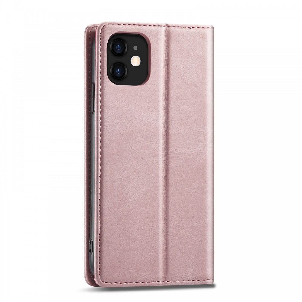 עבור Apple iPhone 12 mini כיסוי ארנק / ספר עשוי מעור בצבע זהב ורד עם חריצים לכרטיסי אשראי