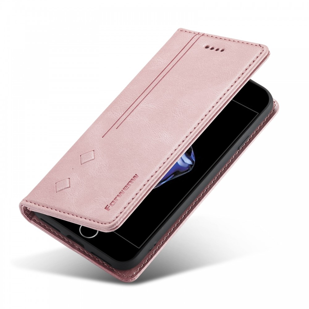 עבור Apple iPhone 8 Plus כיסוי ארנק / ספר עשוי מעור בצבע זהב ורד עם חריצים לכרטיסי אשראי
