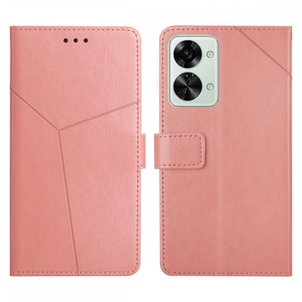 עבור OnePlus Nord 2T כיסוי ארנק / ספר עשוי מעור בצבע זהב ורד עם חריצים לכרטיסי אשראי