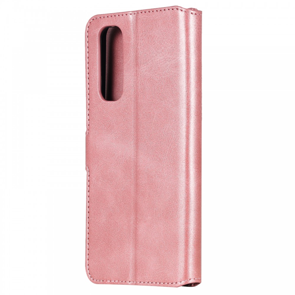 עבור Realme 7 (Global) כיסוי ארנק / ספר עשוי מעור בצבע זהב ורד עם חריצים לכרטיסי אשראי