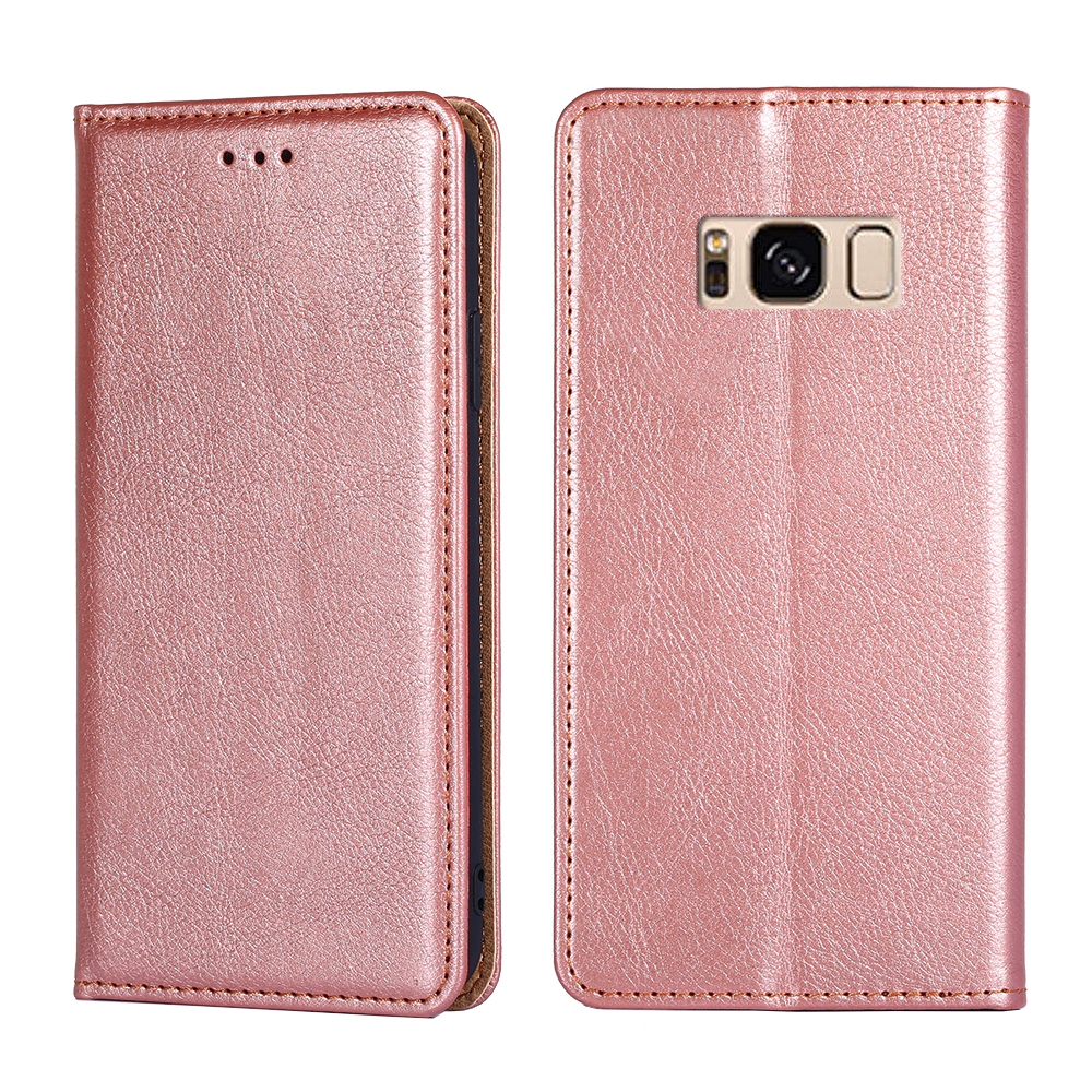 עבור Samsung Galaxy S8 כיסוי ארנק / ספר עשוי מעור בצבע זהב ורד עם חריצים לכרטיסי אשראי