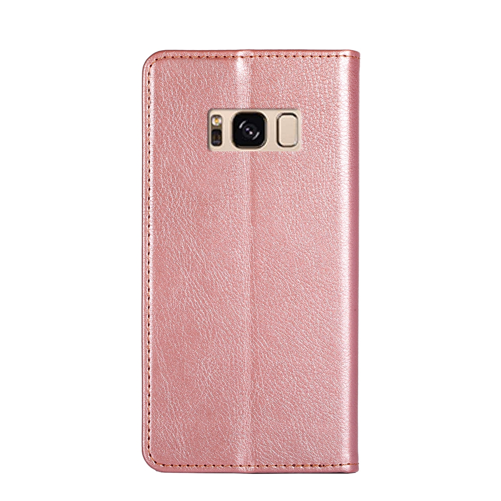 עבור Samsung Galaxy S8 כיסוי ארנק / ספר עשוי מעור בצבע זהב ורד עם חריצים לכרטיסי אשראי