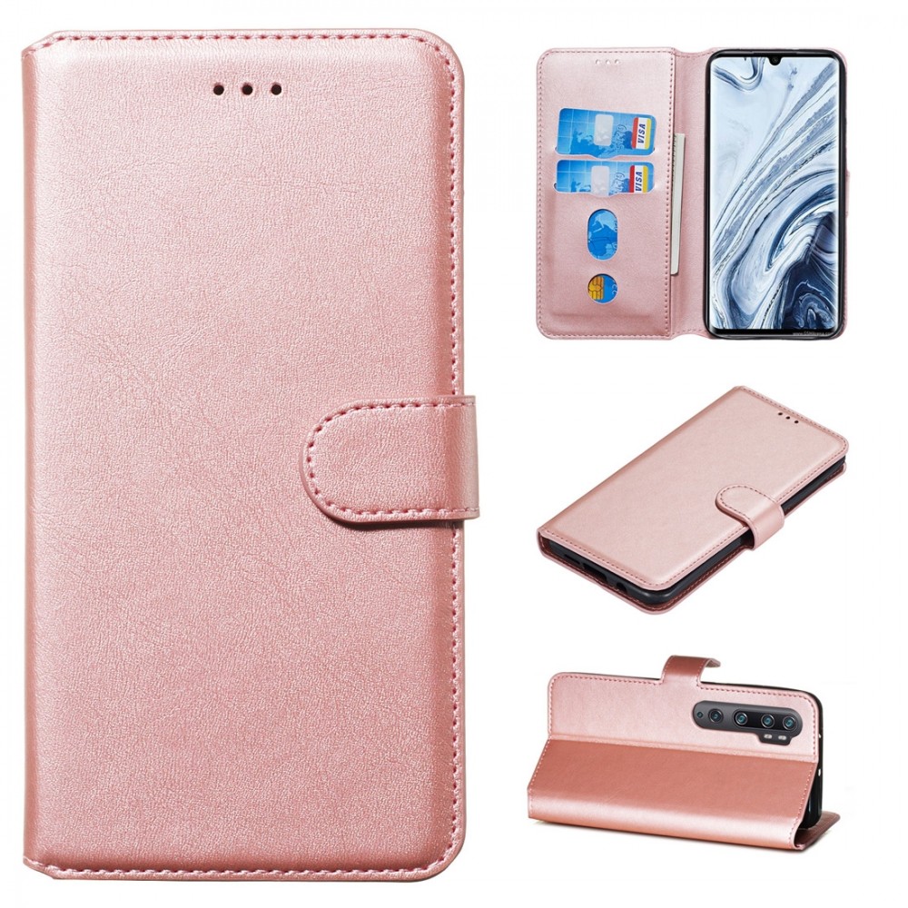 עבור Xiaomi Mi CC9 Pro כיסוי ארנק / ספר עשוי מעור בצבע זהב ורד עם חריצים לכרטיסי אשראי