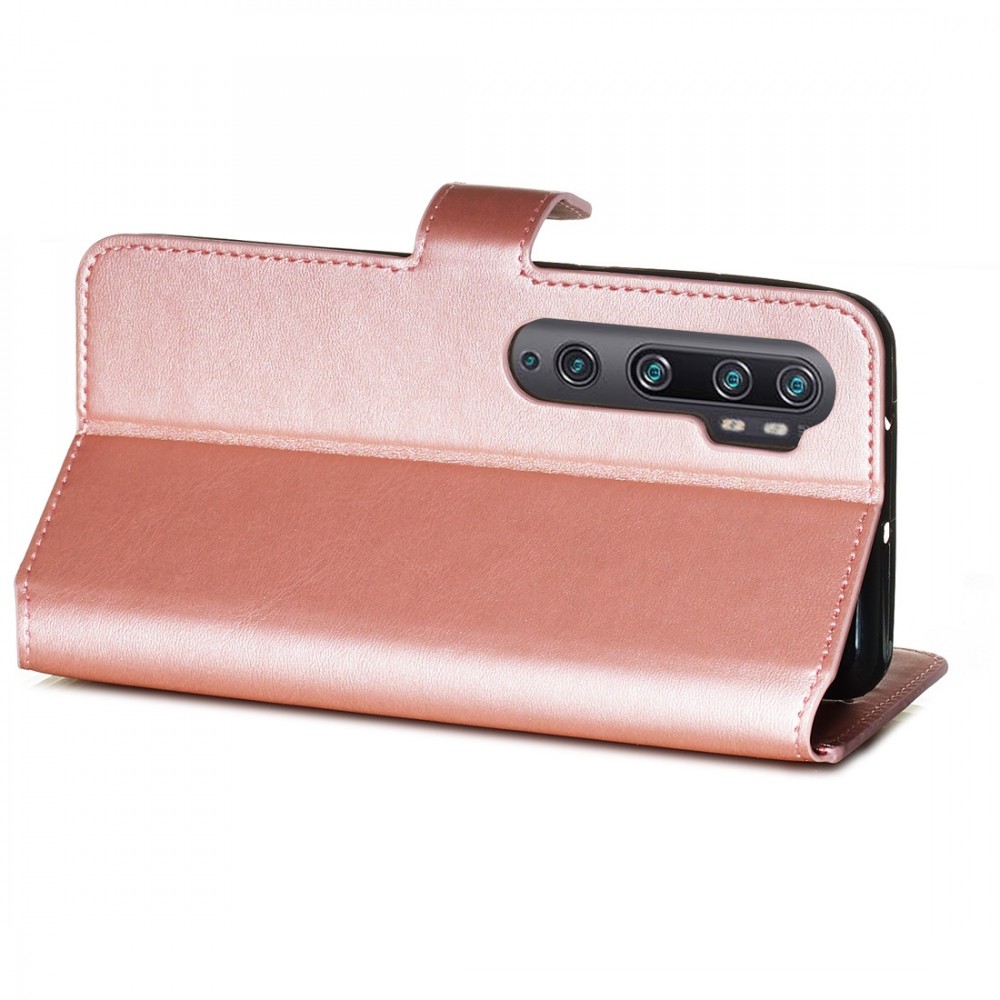 עבור Xiaomi Mi Note 10 Pro כיסוי ארנק / ספר עשוי מעור בצבע זהב ורד עם חריצים לכרטיסי אשראי